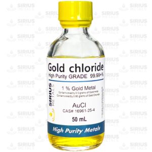 Gold Chloride - 1.725% (1.0% as 99.997% Pure Gold Metal) - 50 mL in a Clear Glass Bottle