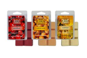 fall or winter mix wax melts, 3 pack – usa made – wax cubes for wax melt warmer, masculine autumn spice variety pack - harvest time, cranberry, and pumpkin spice