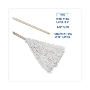 Boardwalk 112R Deck Mop w/51 in. Wooden Handle, 12 oz. Rayon Fiber Head, 6/Pack