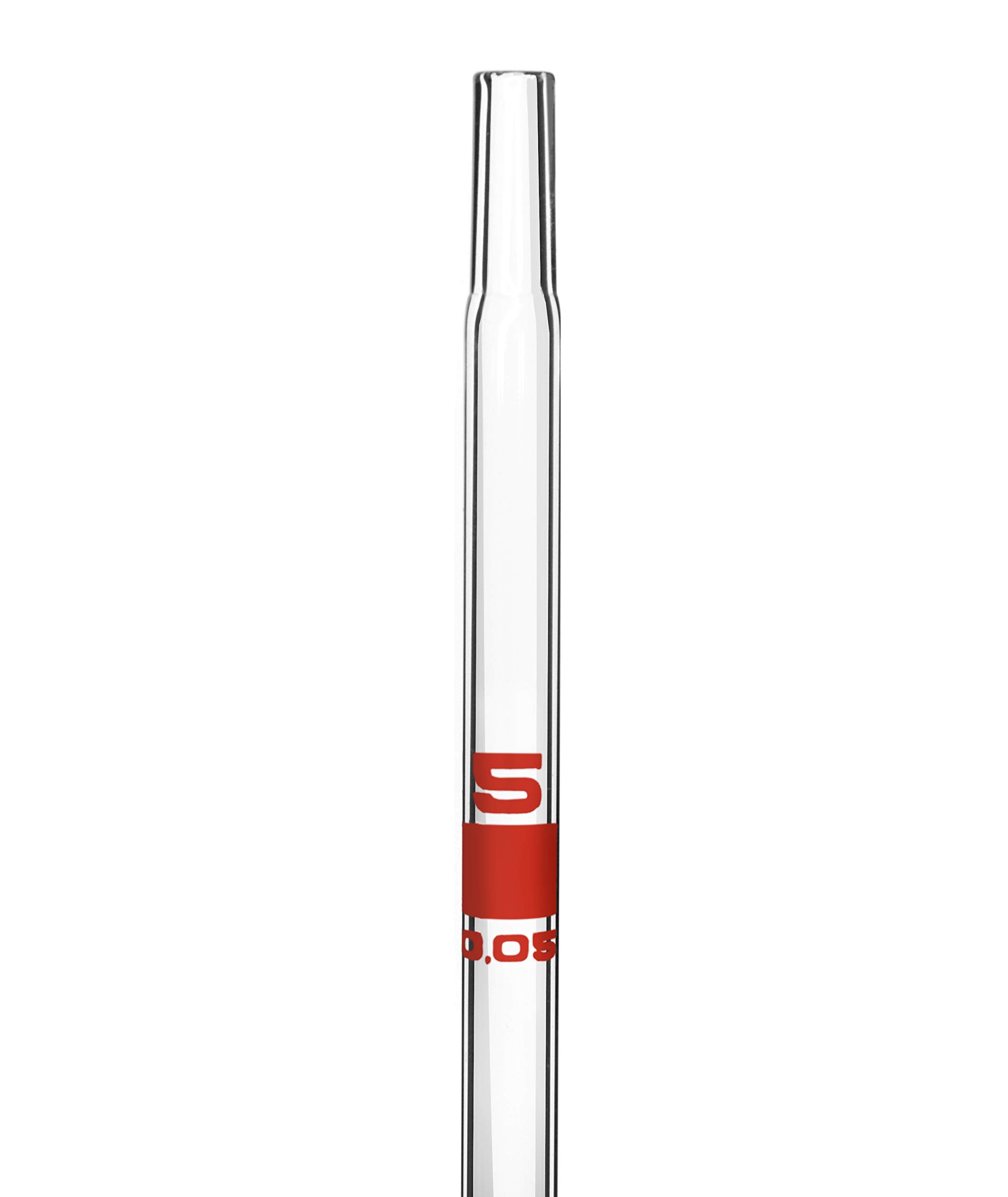 EISCO Serological Pipette, 5ml - Class A, Tolerance ±0.030ml - Blue Graduations - Color Code, Red - Calibrated for Delivery to Jet - Borosilicate Glass