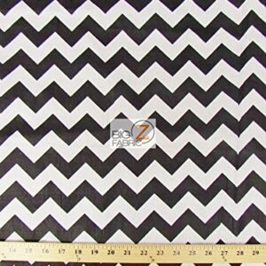 White/Black 1" Zig ZAG Chevron Poly Cotton Fabric 58"/59" Width Sold by The Yard (P219)