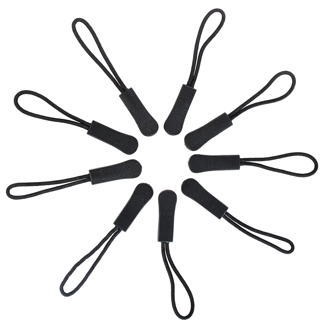 Zipper Pulls- Bskifnn 10pcs Black Nylon Cord Zipper Pulls Fits/Zipper Fixer with Non-slip Gripper