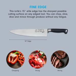 Messermeister San Moritz Elite 10” Stealth Chef’s Knife - Fine German Steel Alloy Blade - Rust Resistant & Easy to Maintain