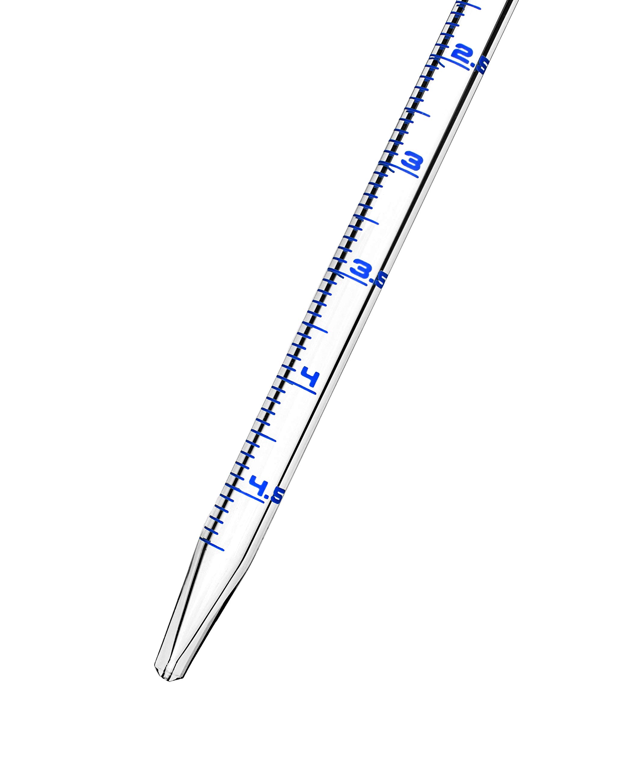 EISCO Serological Pipette, 5ml - Class A, Tolerance ±0.030ml - Blue Graduations - Color Code, Red - Calibrated for Delivery to Jet - Borosilicate Glass