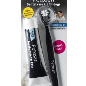 Petosan Dental Kit for Dogs with Toothbrush, Toothpaste and Microfiber Cleaner, for Small Dogs Up to 14 lbs