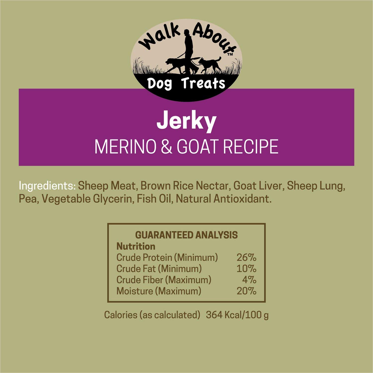 Walk About Pet, WA10002, Premium Jerky Dog Treats, Grain-Free, Gluten-Free, Single Source Protein, Lamb and Goat Recipe, Resealable Pouch, 5.5 Ounces