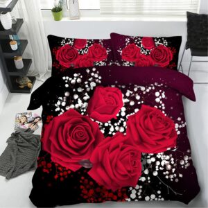 3d oil red rose bedding sets 4pc,(1pc duvet cover,1pc bed sheet,2pc pillowcase),100% cotton king queen size red rose duvet cover sets,queen/full size