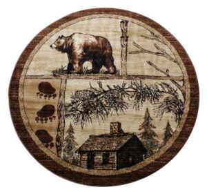 lodge cabin round area rug design 362 - (5 feet 5 inch x 5 feet 5 inch) round