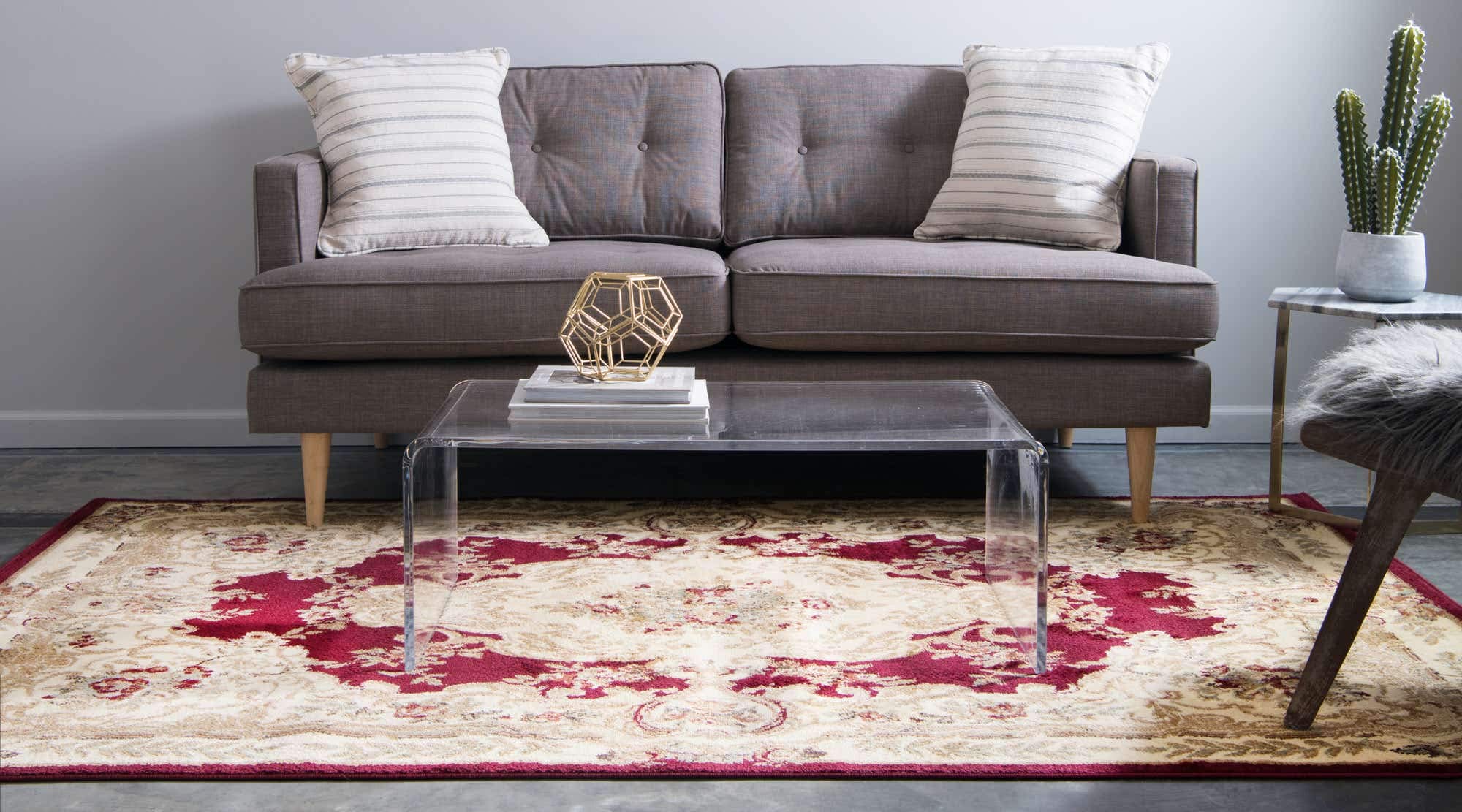 Unique Loom Versailles Collection Area Rug - Charles (5' 3" x 8' Rectangle Red/Cream)