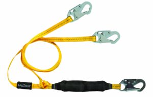 falltech 8256lty ftbasic, soft pack sal - y-leg for 100% tie-off with 3 snap hooks, 6', yellow/black