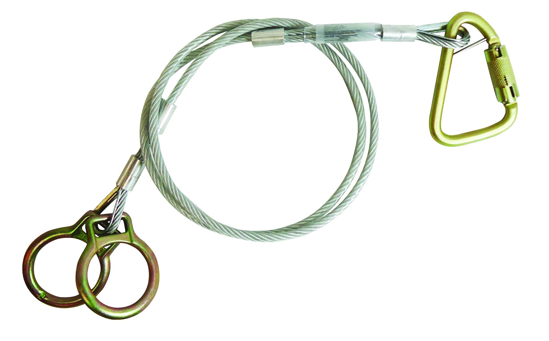 FallTech 84202DC3 Carabiner Sling Anchor -2 O-Rings and Carabiner, 1/4" Galvanized Cable, 3', Natural