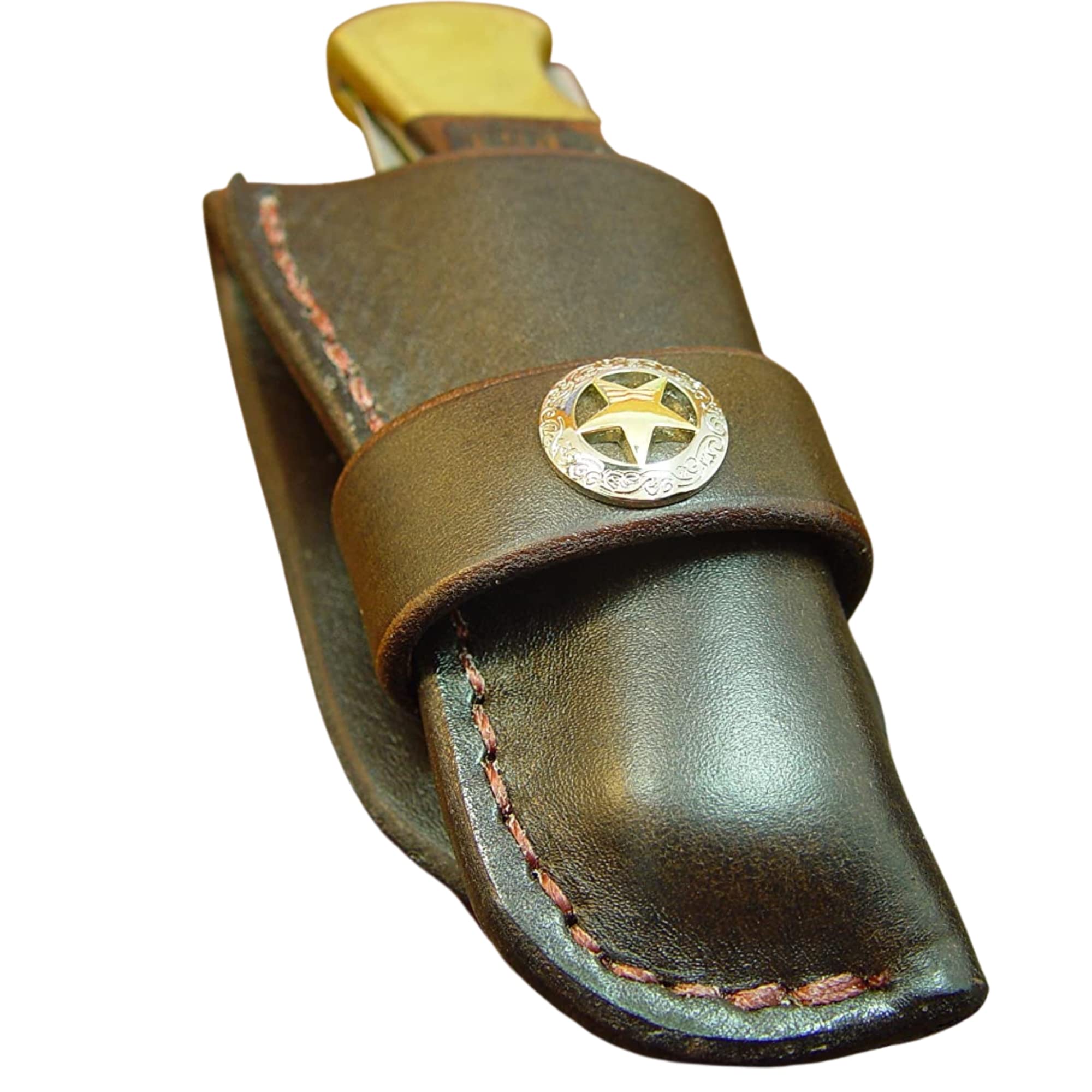 Custom Leather Knife Sheath for Buck 110/Similar Knife, Western Style Pocket Knife Holder, Dark Brown