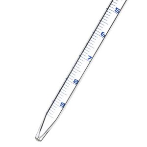 EISCO Serological Pipette, 10ml - Class A, Tolerance ±0.050ml - Blue Graduations - Color Code, Orange - Calibrated for Delivery to Jet - Borosilicate Glass