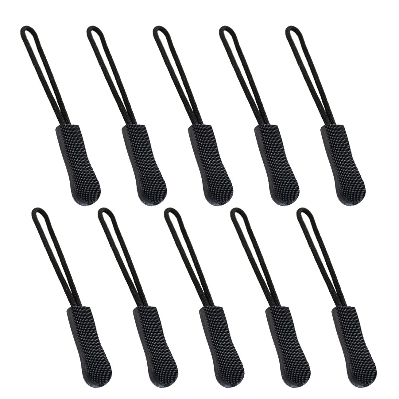 Zipper Pulls- Bskifnn 10pcs Black Nylon Cord Zipper Pulls Fits/Zipper Fixer with Non-slip Gripper