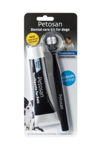 petosan dental kit for dogs with toothbrush, toothpaste and microfiber cleaner, for medium dogs, 15-34 lbs