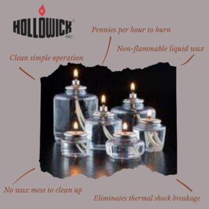 Hollowick Disposable Liquid Candle, 42 Hour, for Use in Glass Votive Tealight Lamp Holders, Restaurant Wedding Table Top Lights, Child Resistant Closures, 36 Pieces, Clear Fuel Oil