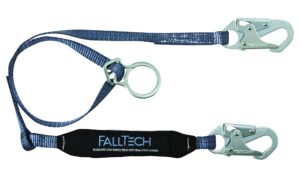 falltech 82562 viewpack, web sal - single leg with 2 snap hooks and tie-back d-ring, 6', blue/black