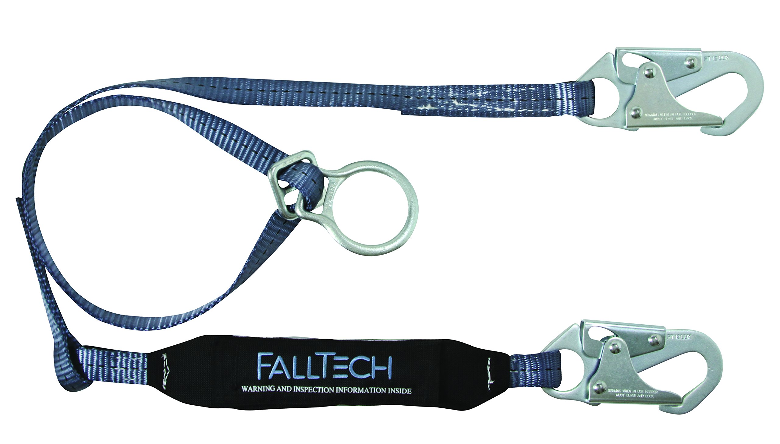 FallTech 82562 ViewPack, Web SAL - Single Leg with 2 Snap Hooks and Tie-Back D-Ring, 6', Blue/Black