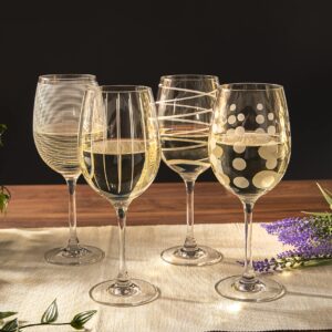 Mikasa Set of 4 Cheers Crystal White Wine Glasses, Silver