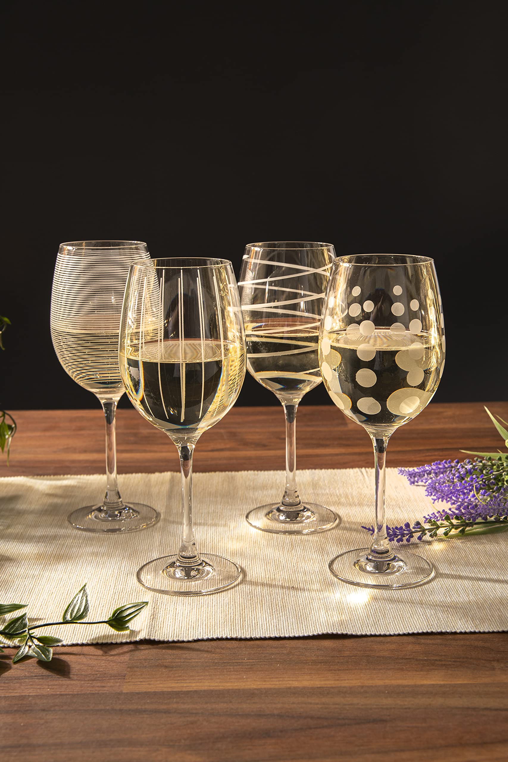 Mikasa Set of 4 Cheers Crystal White Wine Glasses, Silver