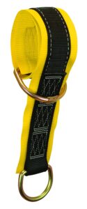 falltech 737220 multi-purpose pass through anchor - web pass-through anchor sling with 2 d-rings and 3" wear pad, 20', yellow/black