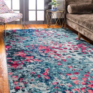 SAFAVIEH Jardin Collection Colorful, Vibrant, Abstract, Modern Area Rug, 5 x 8 ft, Blue/Pink