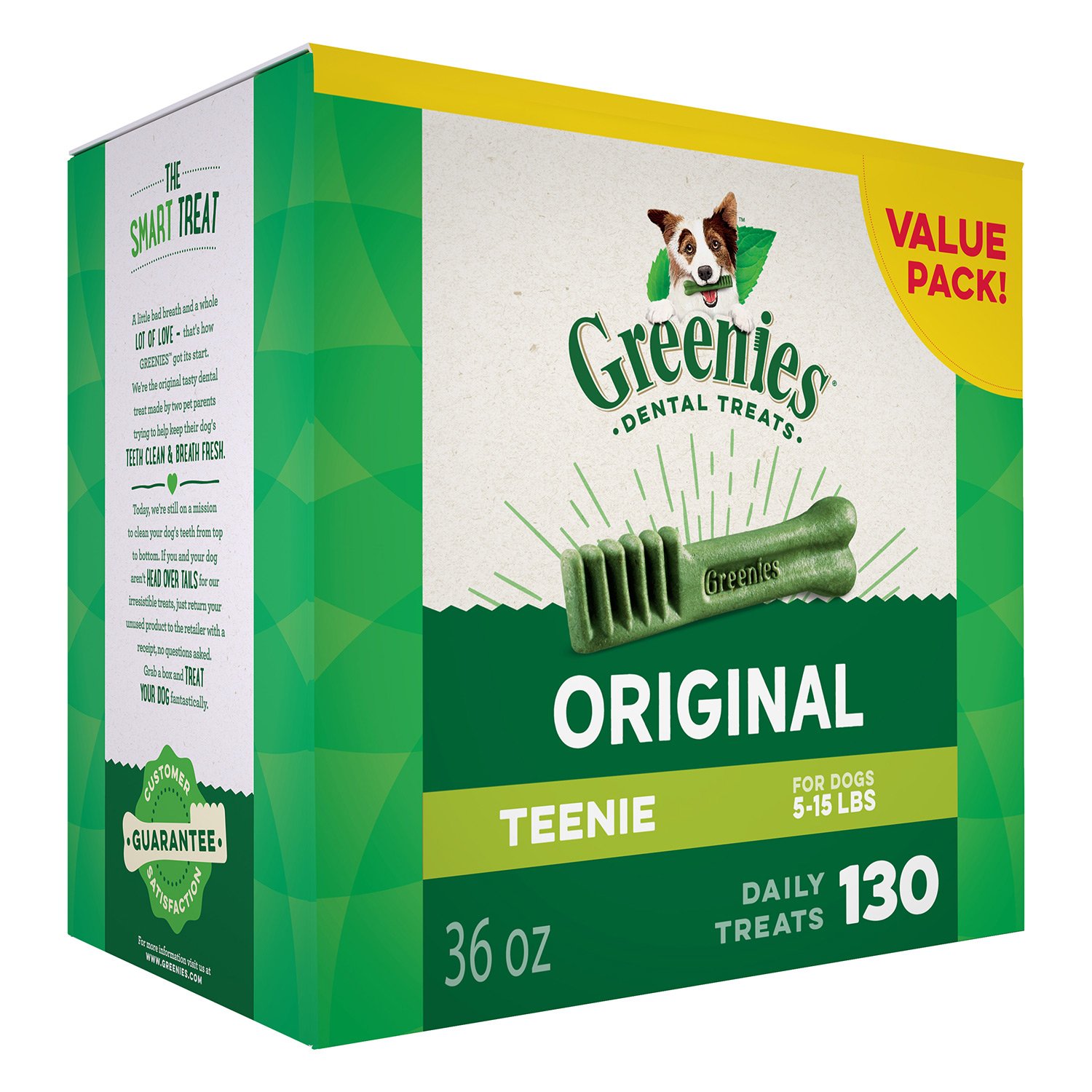 Greenies Dental Dog Treats Teenie Size, Original Flavor (36 Ounce, 130 Treats)