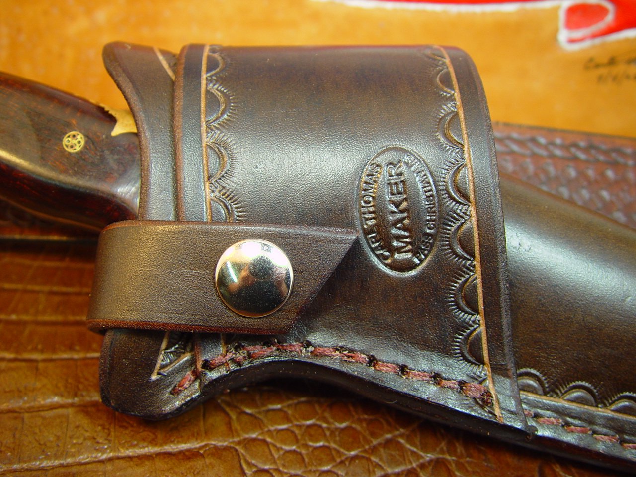 Buck 124 Cross Draw Knife Sheath Made Out of Buffalo Hide Leather.