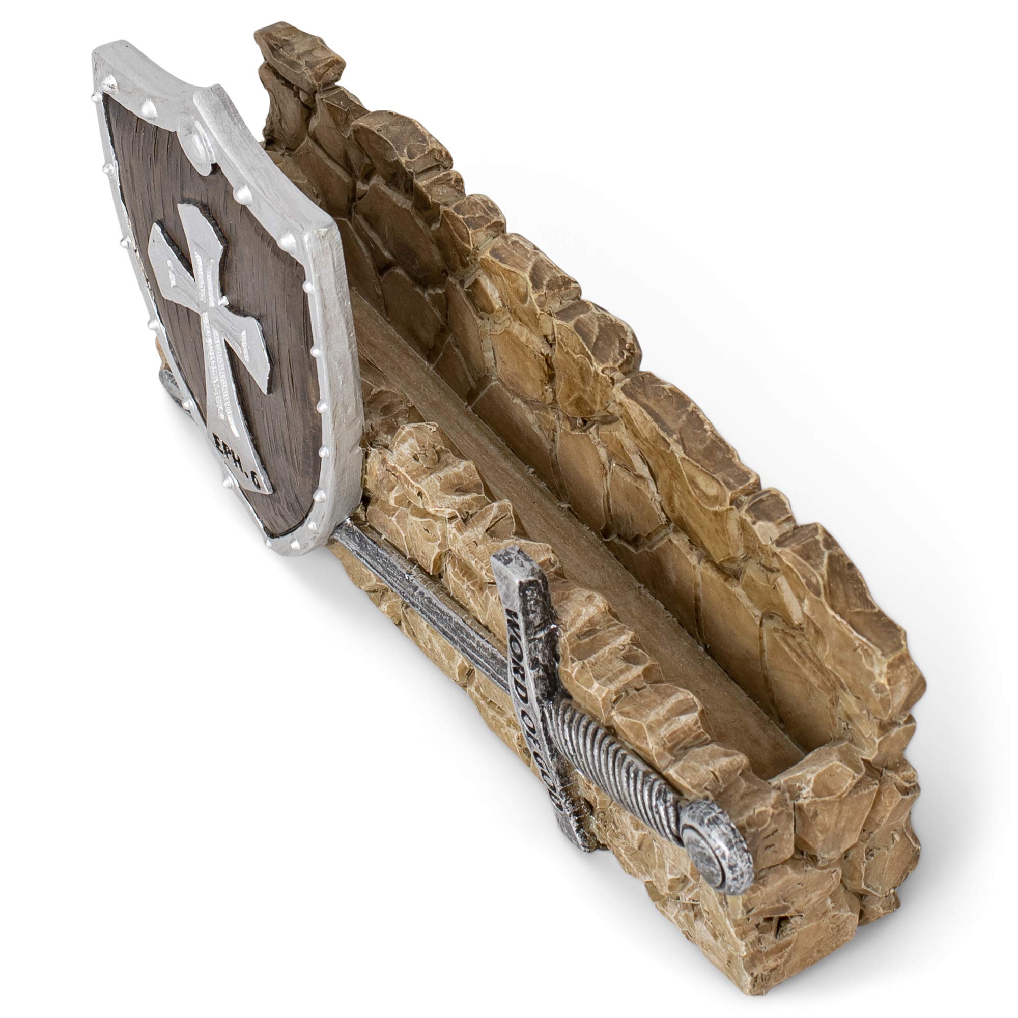 Lighthouse Christian Products Be Strong in The Word Trench Warfare 3.5 x 4.5 Cast Stone Scripture Card Holder