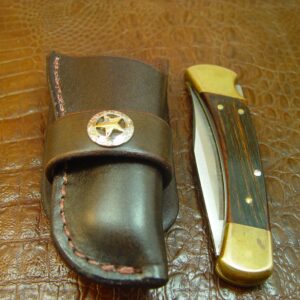 Custom Leather Knife Sheath for Buck 110/Similar Knife, Western Style Pocket Knife Holder, Dark Brown