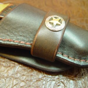 Custom Leather Knife Sheath for Buck 110/Similar Knife, Western Style Pocket Knife Holder, Dark Brown