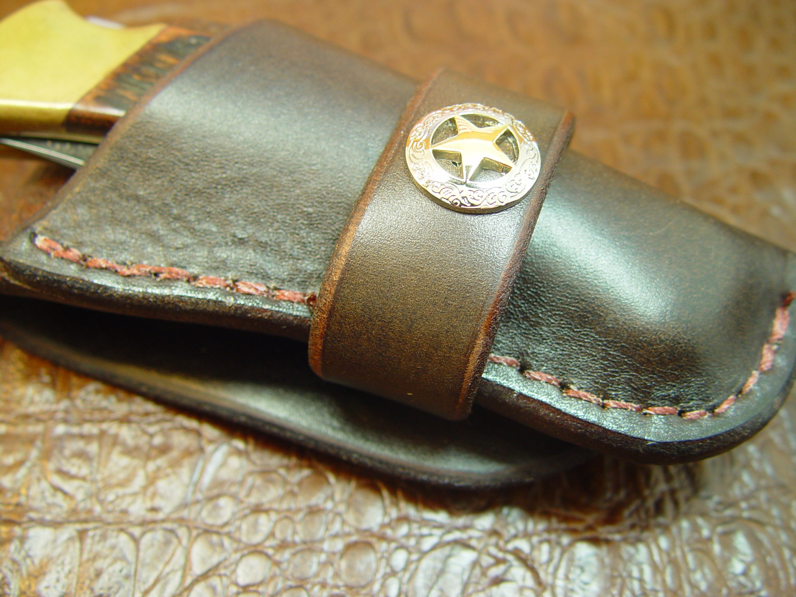 Custom Leather Knife Sheath for Buck 110/Similar Knife, Western Style Pocket Knife Holder, Dark Brown