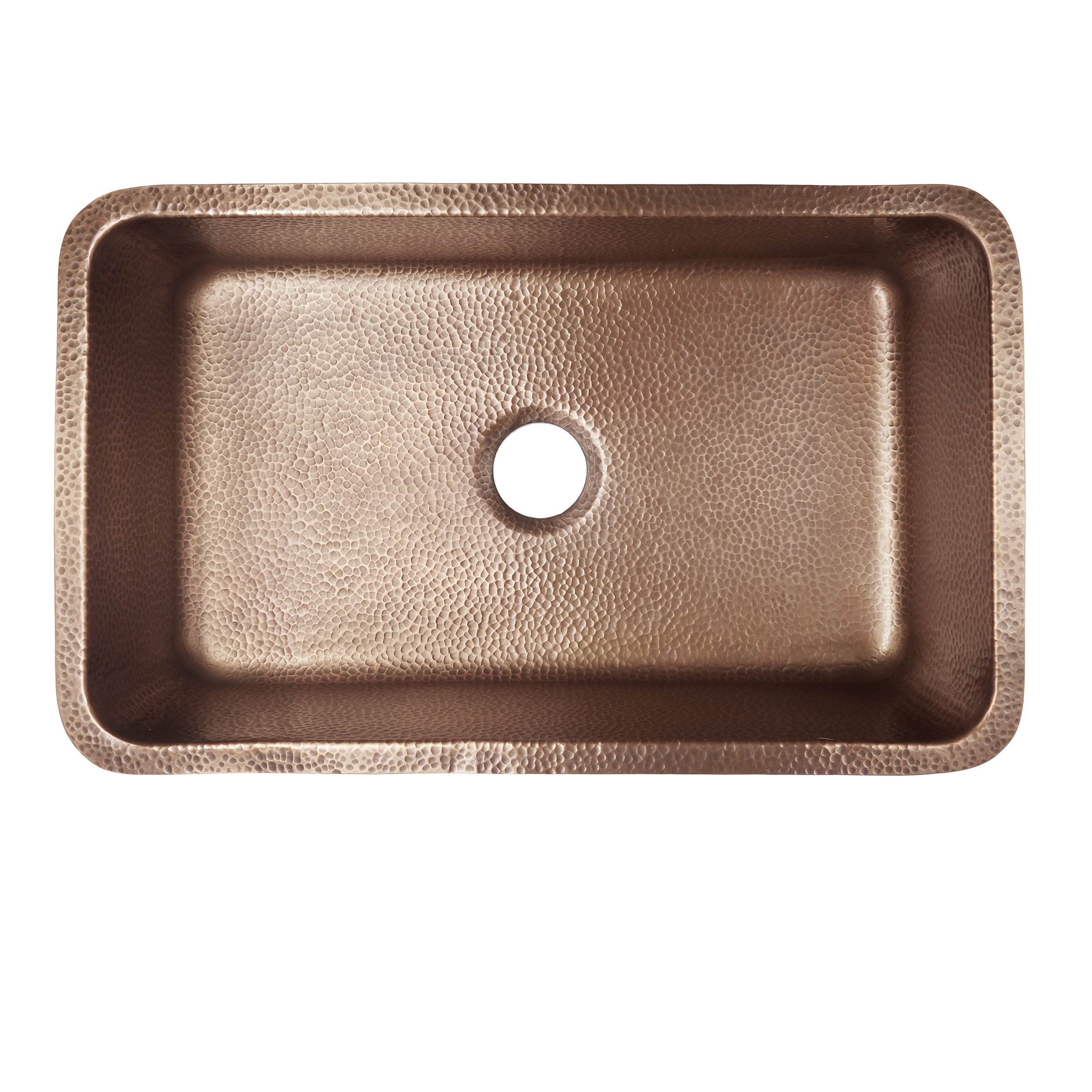 Sinkology SK202-30AC Transitional Orwell Undermount Handmade Solid Copper 30 In. Single Bowl Kitchen Sink In Antique Copper, 30-Inch, Hammered Antique Copper