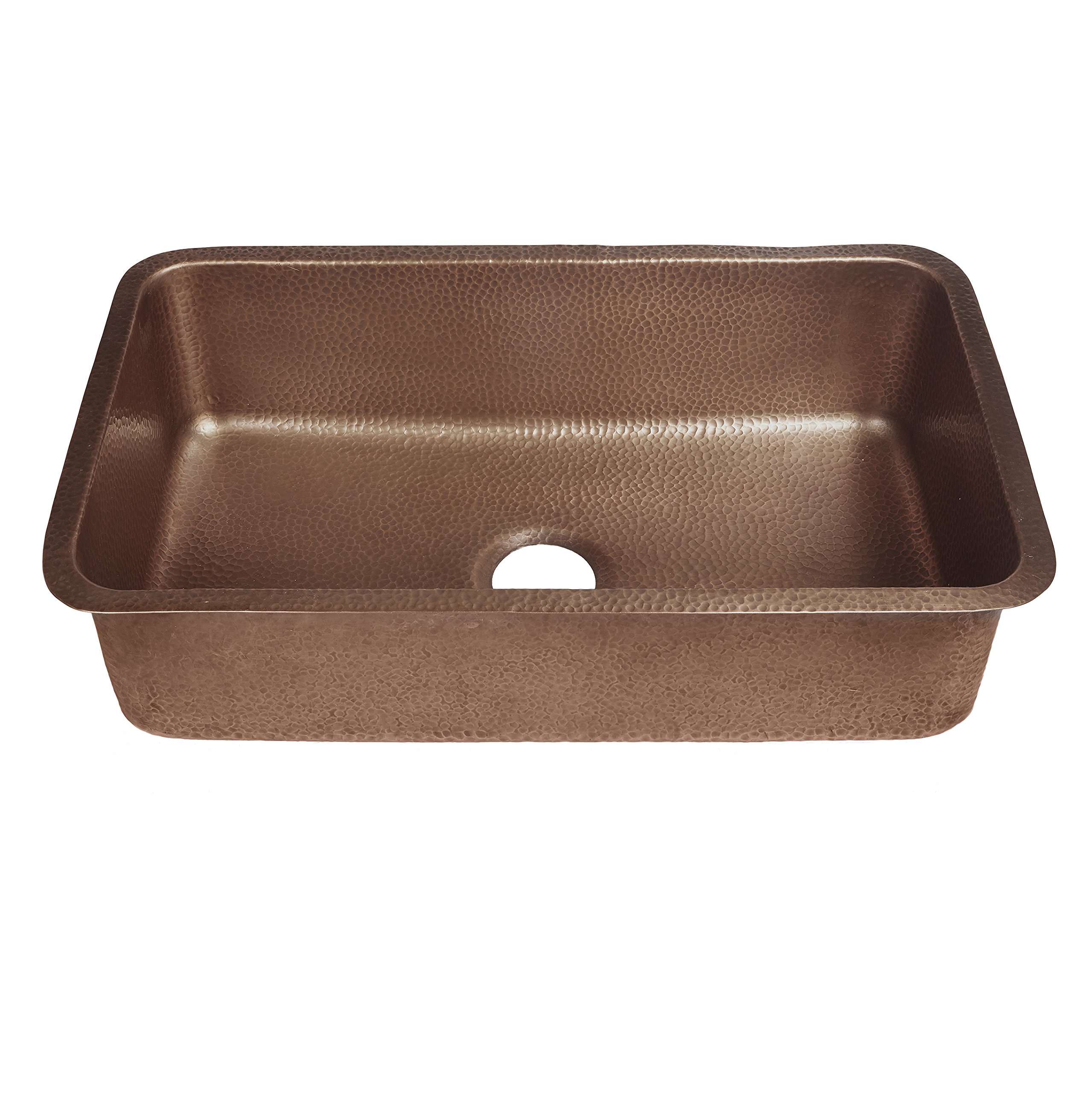 Sinkology SK202-30AC Transitional Orwell Undermount Handmade Solid Copper 30 In. Single Bowl Kitchen Sink In Antique Copper, 30-Inch, Hammered Antique Copper