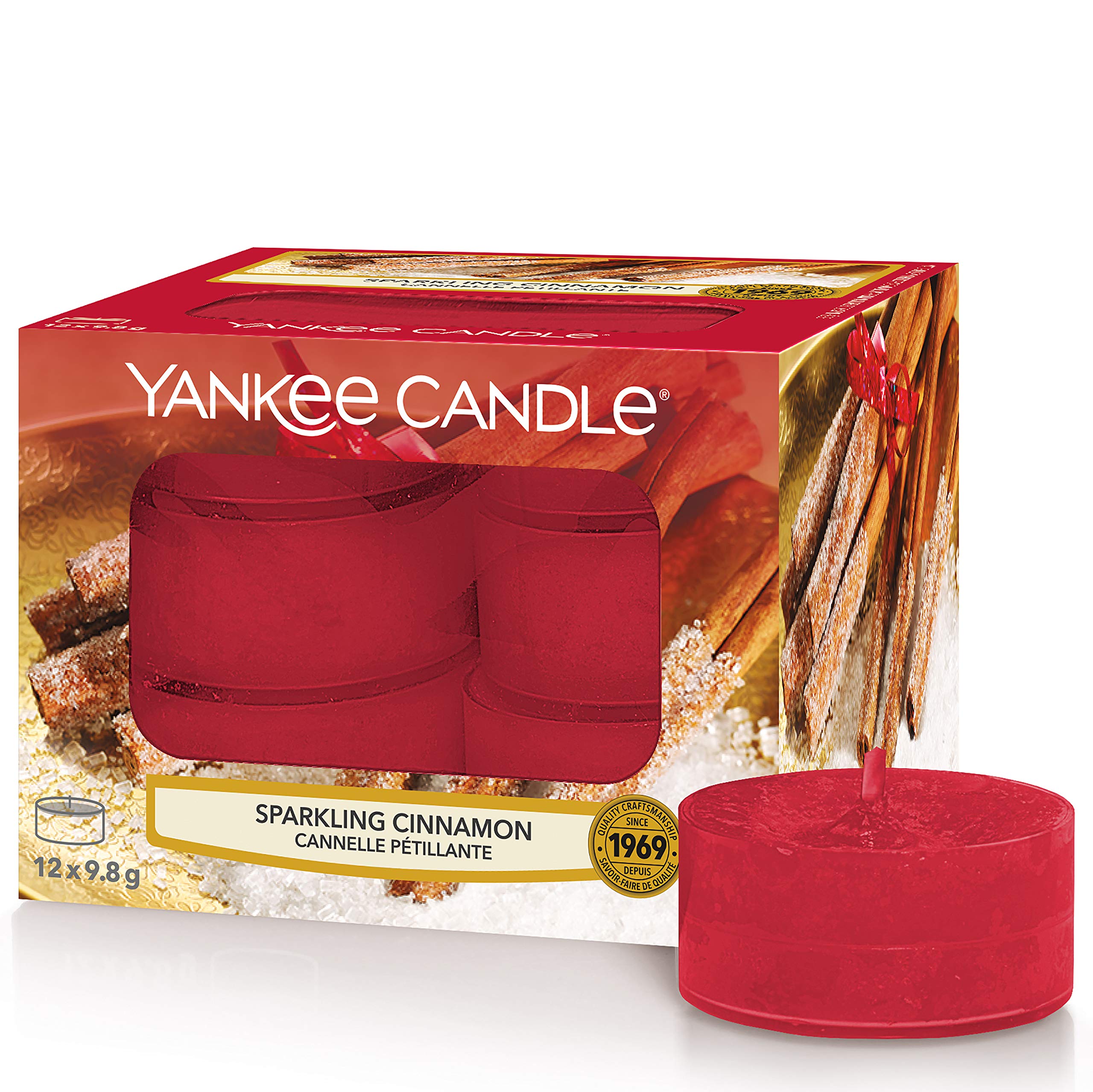 YANKEE CANDLE Sparkling Cinnamon Tealight Candles, Red