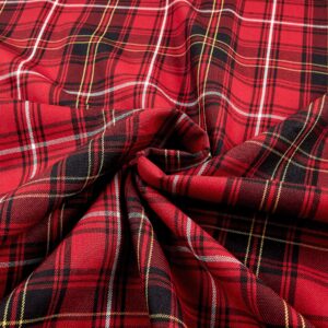 House of Wales Lawn Plaid Red, Fabric by the Yard