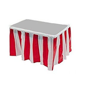 Playscene Red & White Striped Table Skirt Carnival Circus Decorations (1)