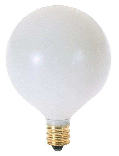 Satco 25G16 1/2/W Incandescent Globe Light, 25W E12 G16 1/2, Satin White Bulb [Pack of 12]