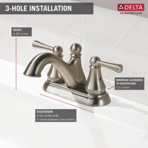 Delta Faucet Haywood Centerset Bathroom Faucet Brushed Nickel, Bathroom Sink Faucet, Drain Assembly, Stainless 25999LF-SS