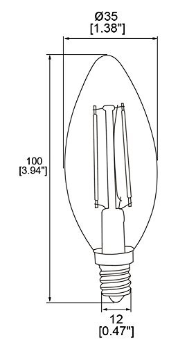 HERO-LED B10-DSGT-2W-WW22 Dimmable Gold Tint B10 E12 2W Candelabra Style LED Filament Chandelier Light Candle Bulb, 25W Equivalent, Ultra Warm White 2200K (Amber Glow), UL-Listed, 4-Pack