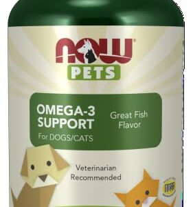 NOW Foods Pet Health, Omega 3 Supplement, Formulated for Cats & Dogs, NASC Certified, 180 Softgels