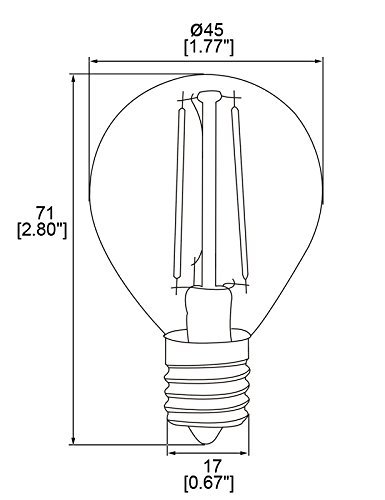 HERO-LED S11-DSE17-2W-WW27 Dimmable S11 E17 Intermediate Base 2W LED Filament Light Bulb, 25W Equivalent, Warm White 2700K, 4-Pack