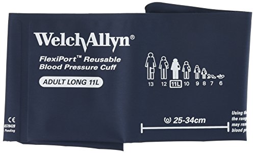 Welch Allyn REUSE-11L-1HP FlexiPort Reusable Blood Pressure Cuffs with One-Tube Bayonet Connectors, Adult Long, Size 11L