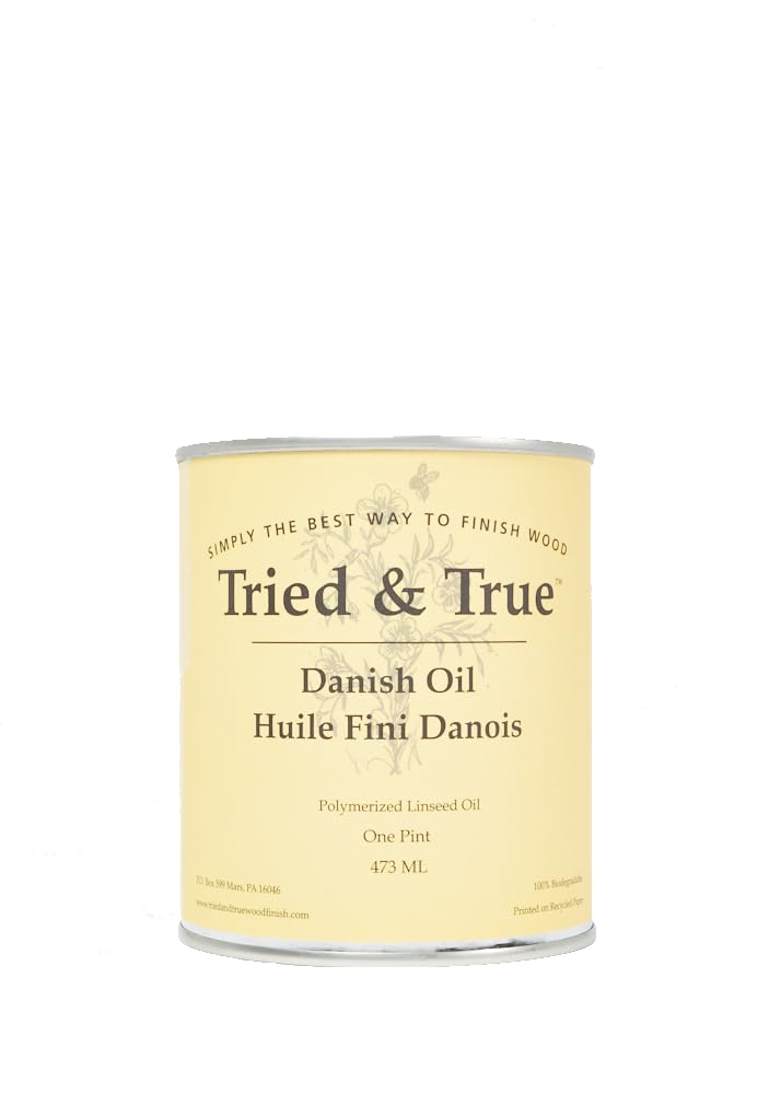 Tried & True Danish Oil, Pint - Pure Polymerized Linseed Oil Wood Finish, Ideal for Furniture, Rustic Pieces, & Priming Wood for other oil or epoxy-based products - Food Safe, Simple, Fast Curing