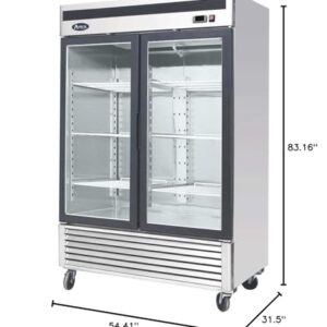 Atosa USA MCF8707 Series 55-Inch Glass Two Door Merchandiser Upright Refrigerator