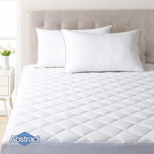 abstract mattress pad - quilted, fitted mattress cover - breathable soft cotton cooling mattress protector for rv/travel trailer - pillow topper bed protector- 48"x75", white