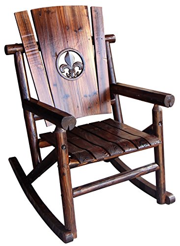 Leigh Country Fleur-De-Lis Medallion Outdoor Rocker, Brown