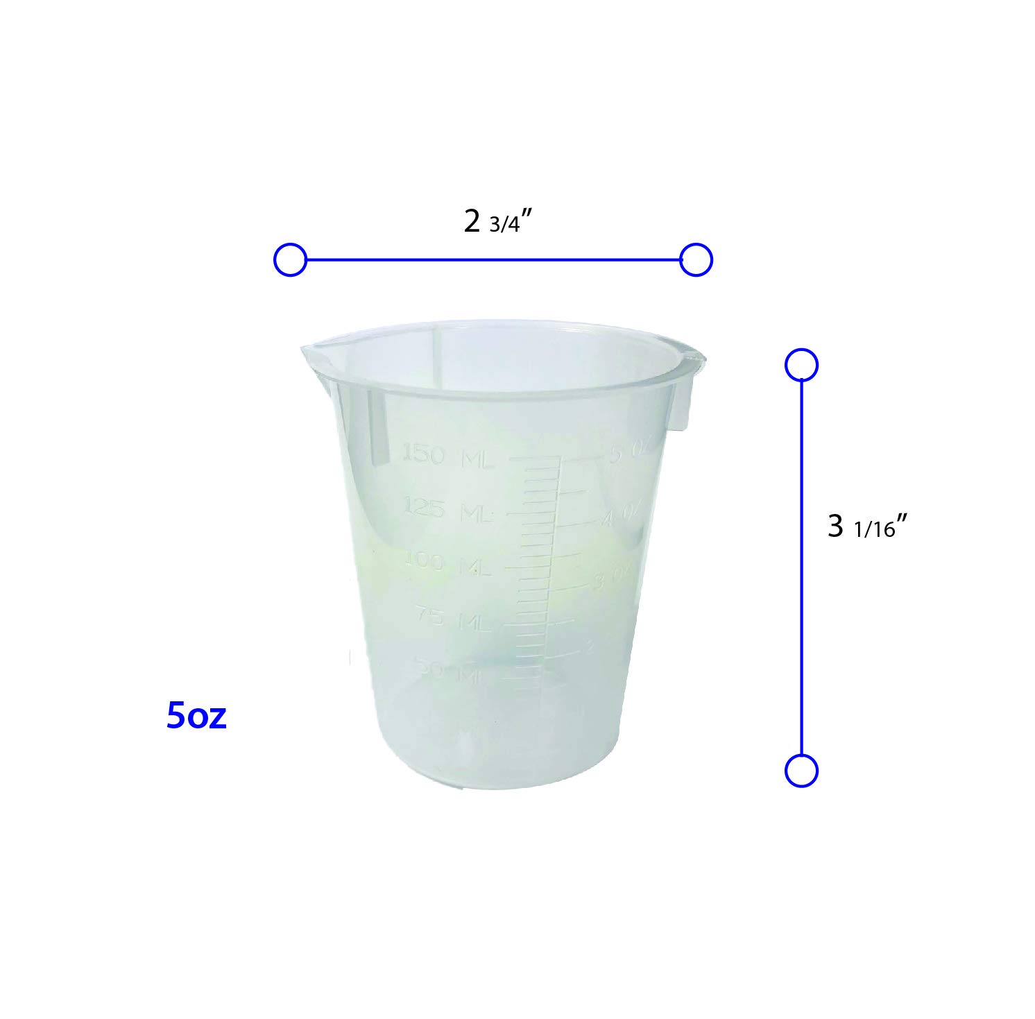 Maryland Plastics L-1240 Polypropylene Disposable Beaker, Graduated, 150 mL (Pack of 100)