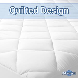 Abstract Mattress Pad - Quilted, Fitted Mattress Cover - Breathable Soft Cotton Cooling Mattress Protector for RV/Travel Trailer - Pillow Topper Bed Protector- 48"x75", White