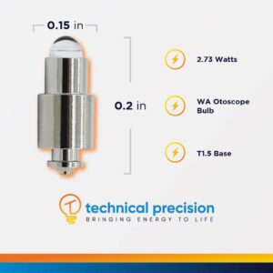 Replacement Bulb for WELCH ALLYN HPX 06500, HPX08500, MacroView 23810 by Technical Precision - 2.7 W, 3.5 V Halogen Otoscope Lamp - 1 Pack